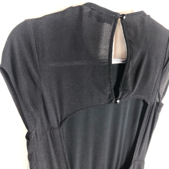 NWT Lulus- Capsleeve black long dress maxi with back keyhole slits size: s - Picture 16 of 16